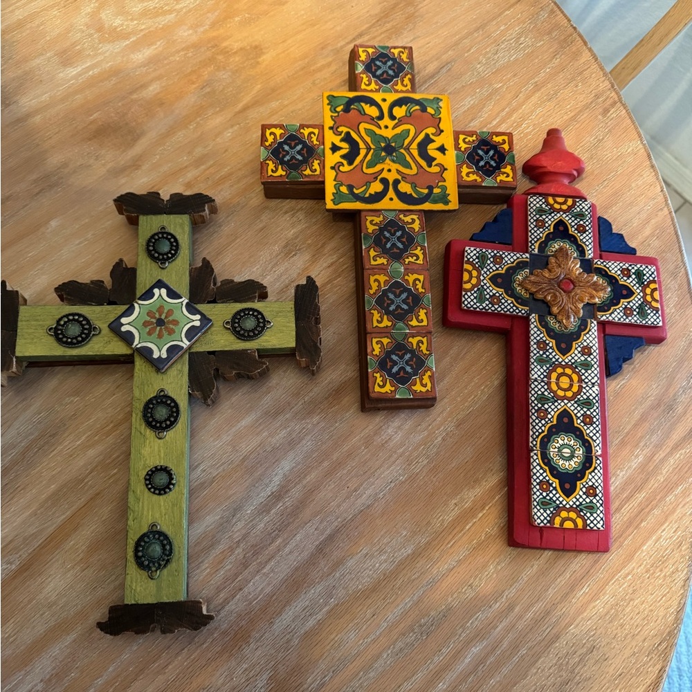 Colorful Decorative Cross Set of 3 southwest wall decoe